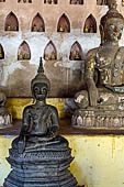 Vientiane, Laos - Wat Si Saket, The gallery around the sim houses thousands of Buddha statues in various mudras, dating  from the 16th century. 